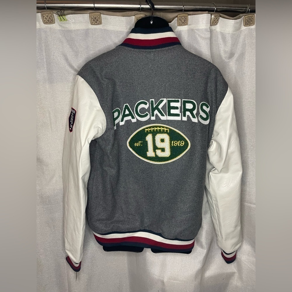 Men's Green Bay Packers Tommy Hilfiger Green Full-Zip Varsity Jacket Med - Picture 4 of 9